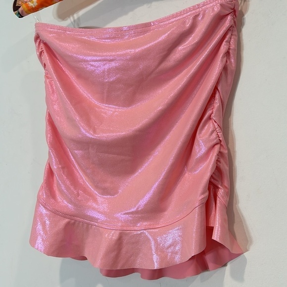 Metallic pink ruffle mini skirt women’s size small - Picture 2 of 4